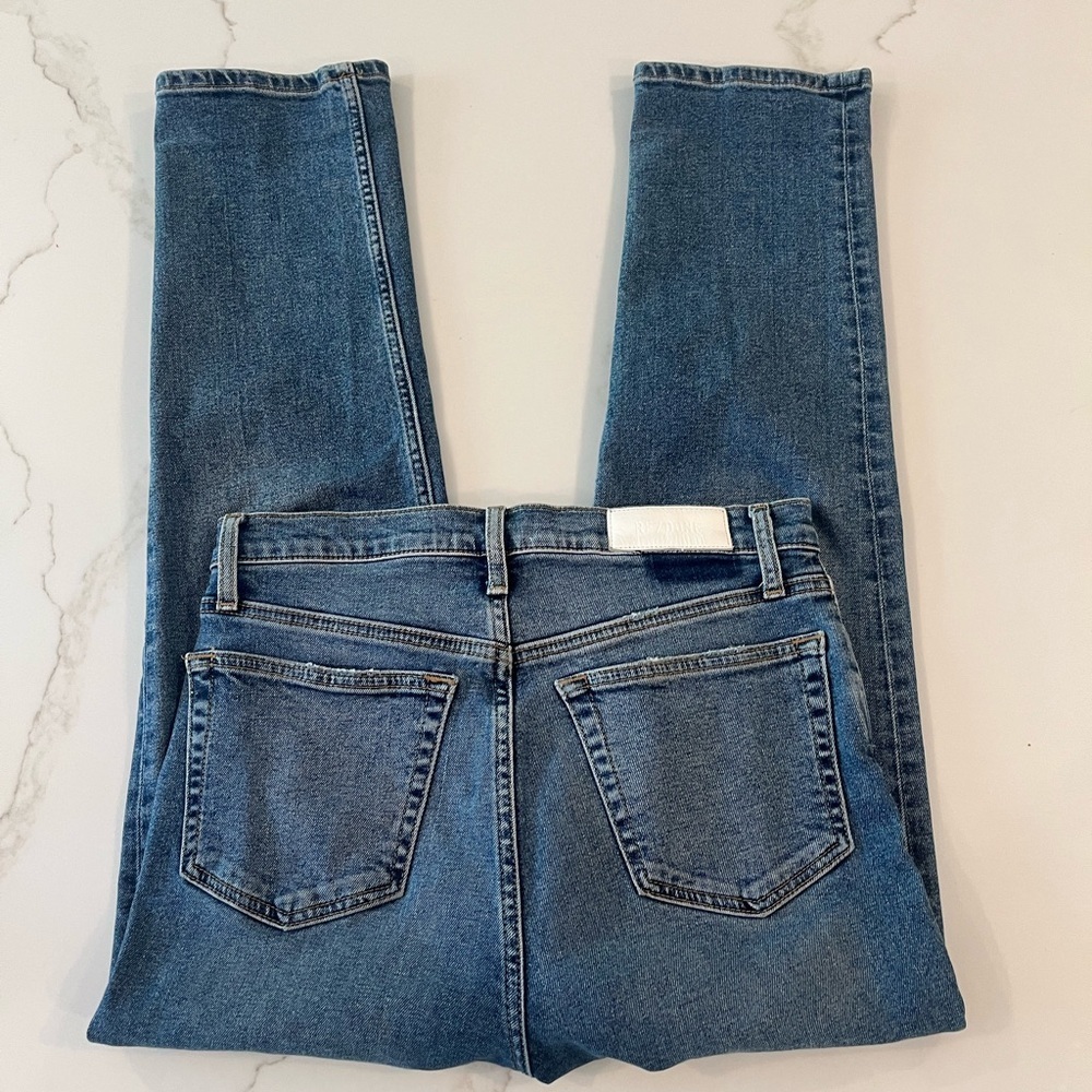 Re/Done 70s Stove Pipe High-Rise Straight Leg‎ Jeans in Western Blue Size 28 - Picture 9 of 11